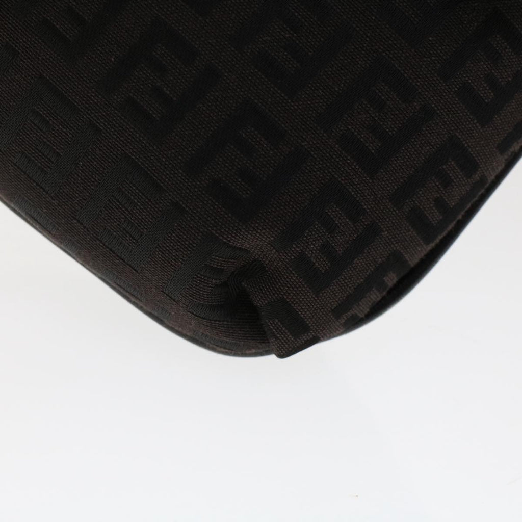 FENDI Zucchino Canvas Shoulder Bag Dark Brown fm2601