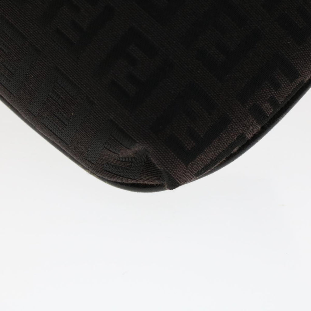 FENDI Zucchino Canvas Shoulder Bag Dark Brown fm2601