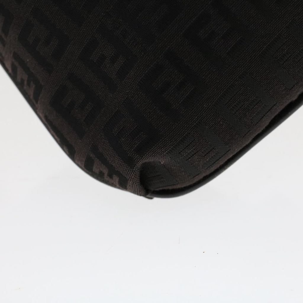 FENDI Zucchino Canvas Shoulder Bag Dark Brown fm2601