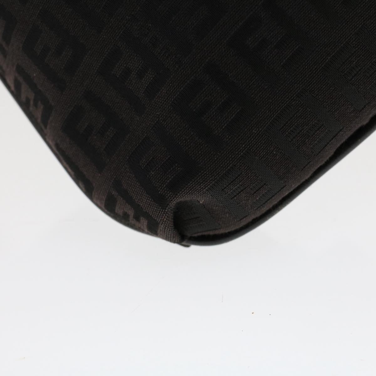FENDI Zucchino Canvas Shoulder Bag Dark Brown fm2601