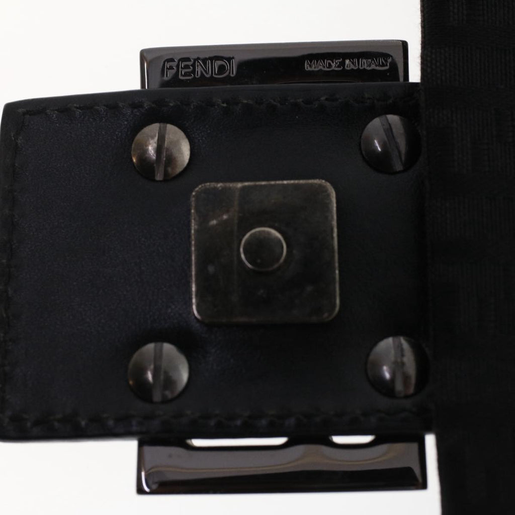 FENDI Zucchino Canvas Shoulder Bag Dark Brown fm2601