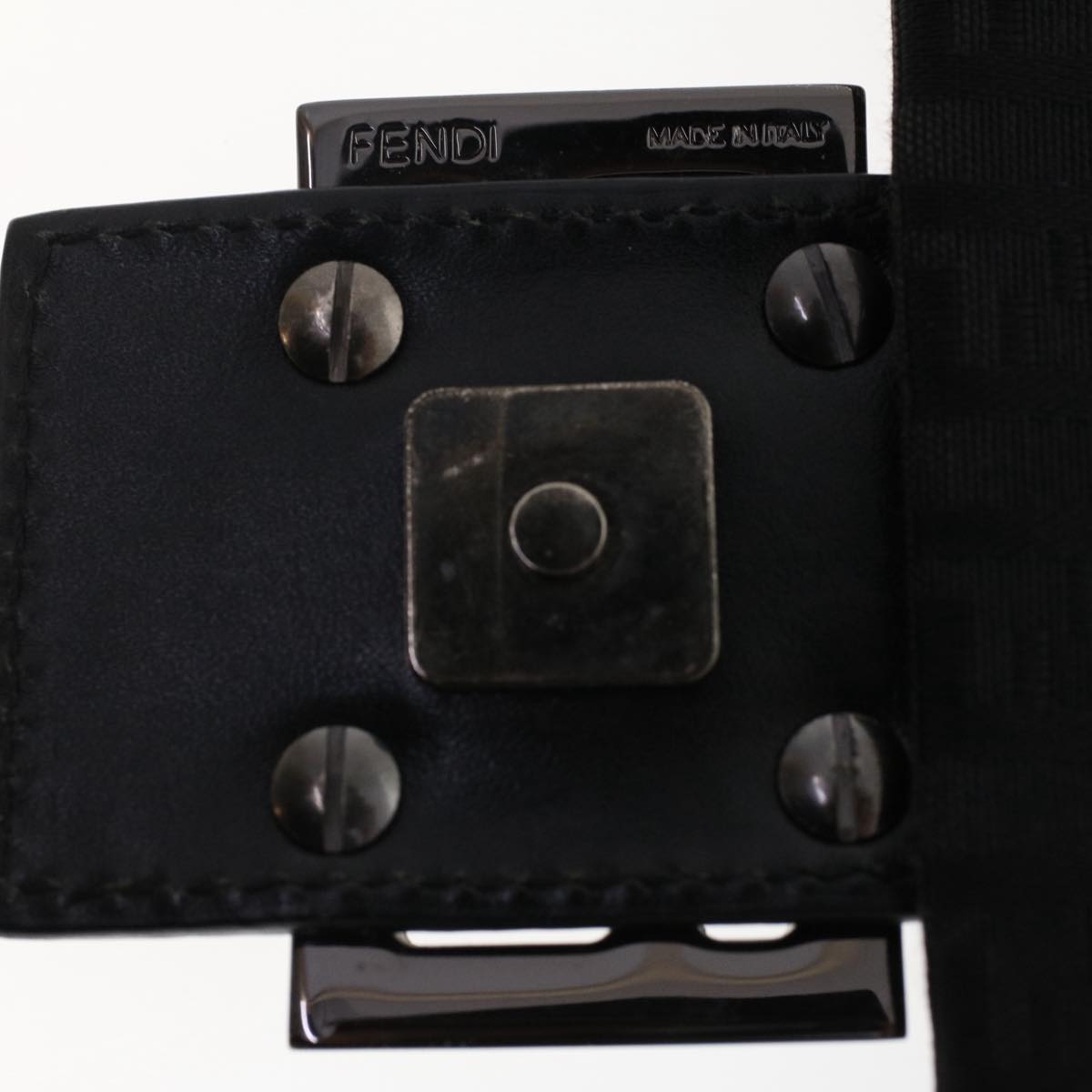 FENDI Zucchino Canvas Shoulder Bag Dark Brown fm2601