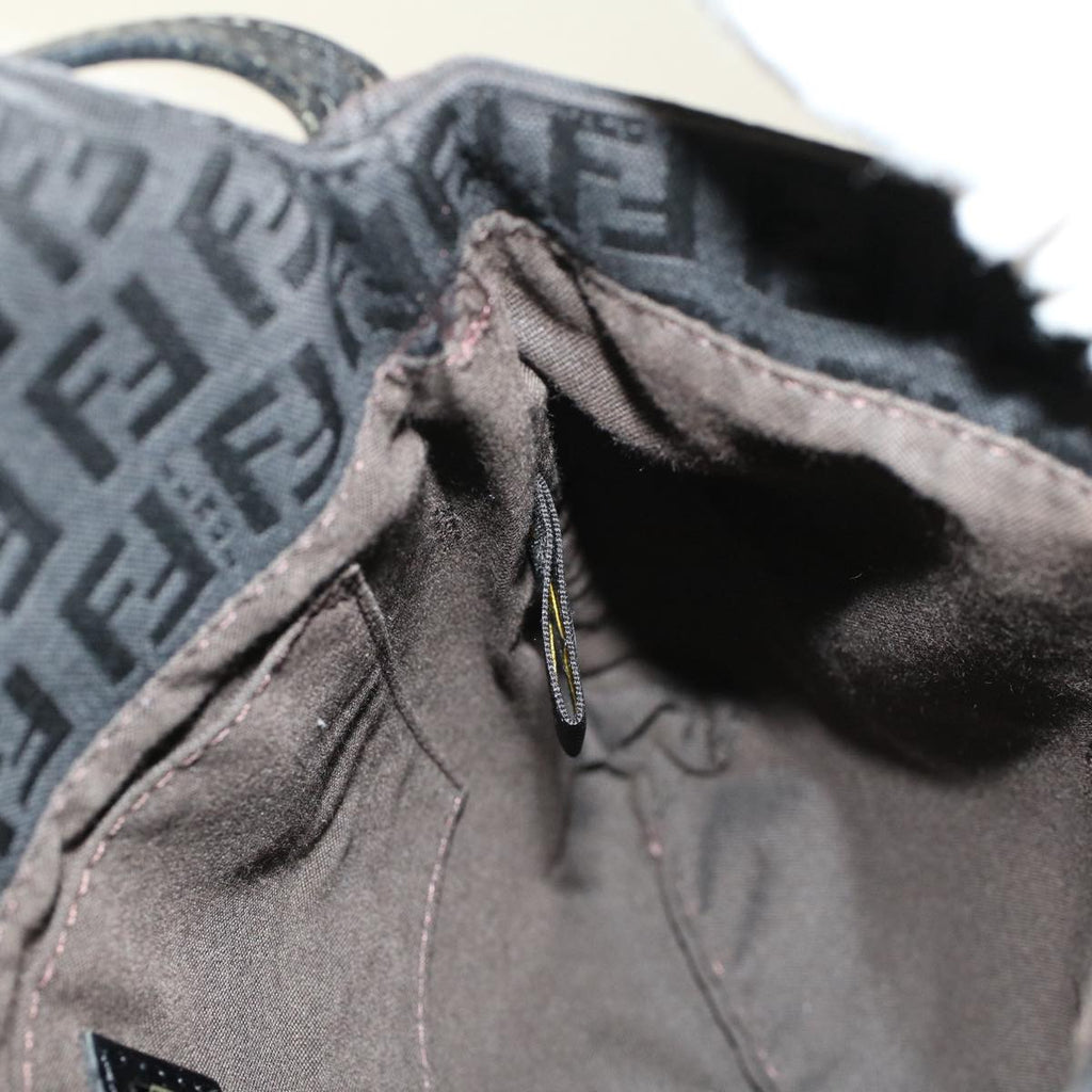 FENDI Zucchino Canvas Shoulder Bag Dark Brown fm2601