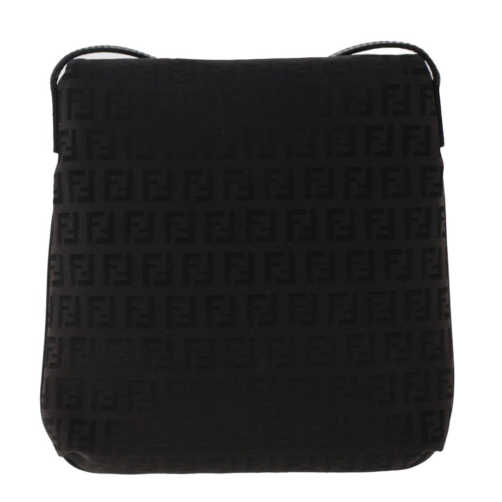 FENDI Zucchino Canvas Shoulder Bag Dark Brown fm2601
