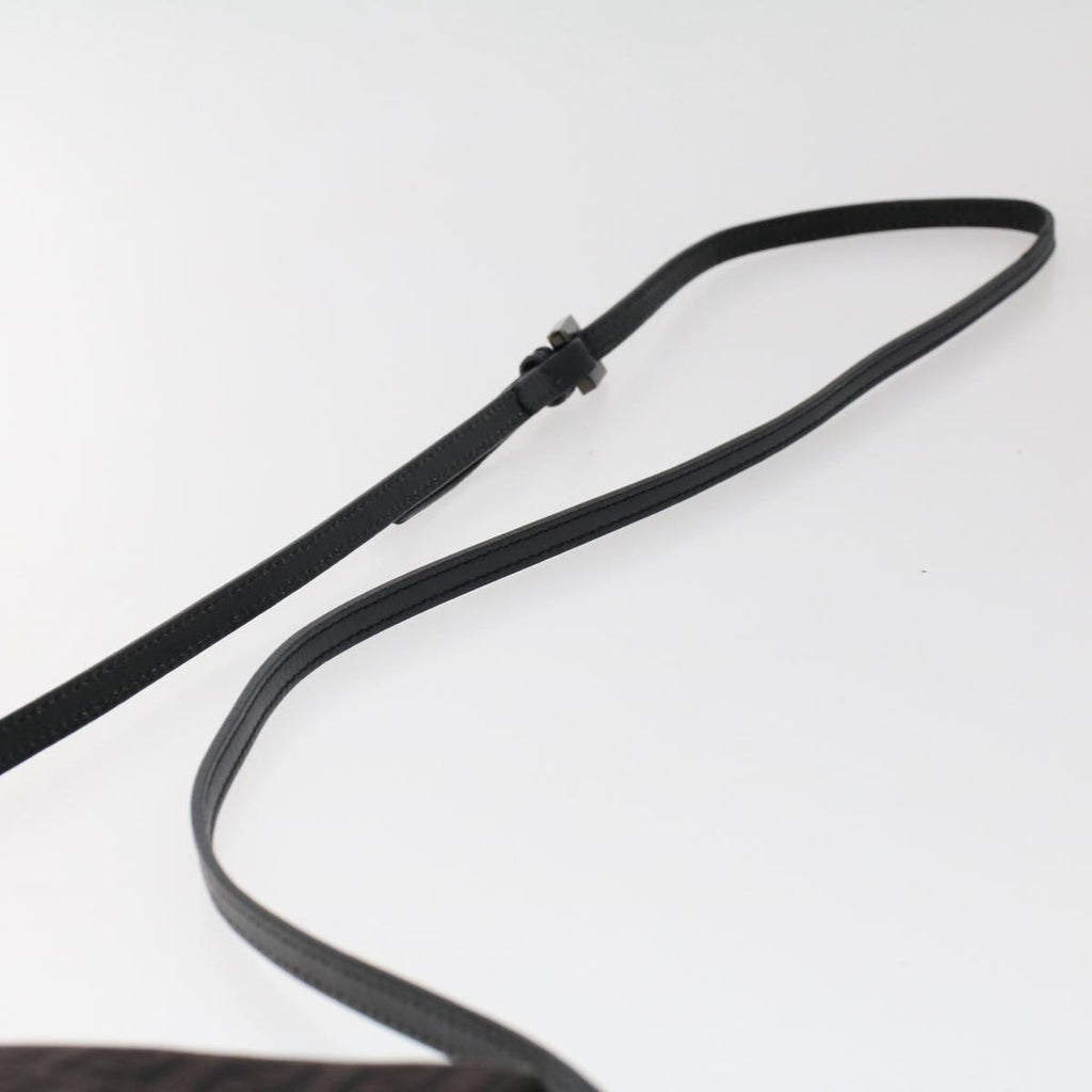 FENDI Zucchino Canvas Shoulder Bag Dark Brown fm2601