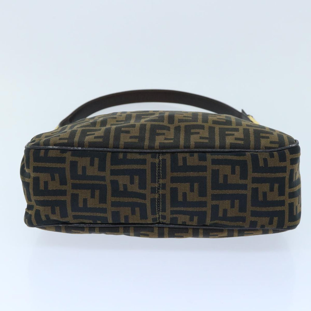 FENDI Zucca Canvas Shoulder Bag Leather Black Brown fm2602