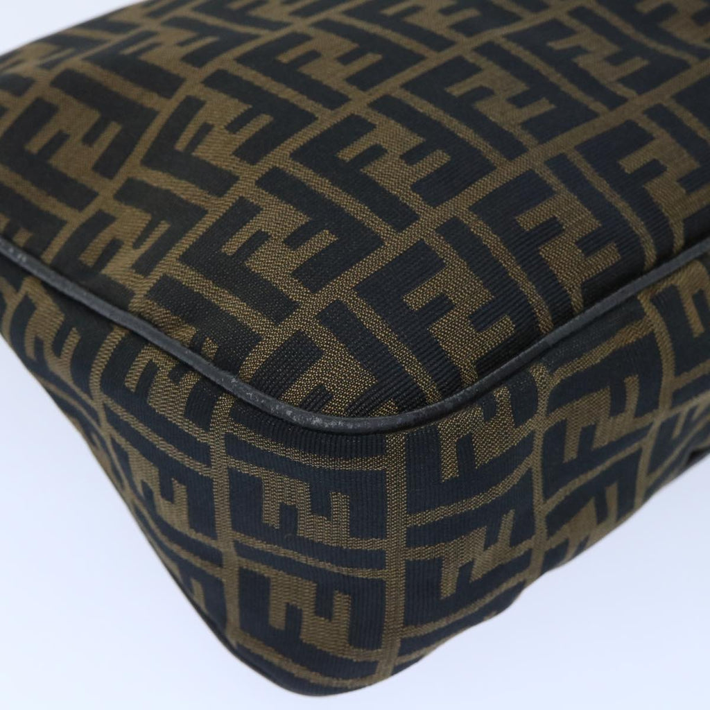 FENDI Zucca Canvas Shoulder Bag Leather Black Brown fm2602
