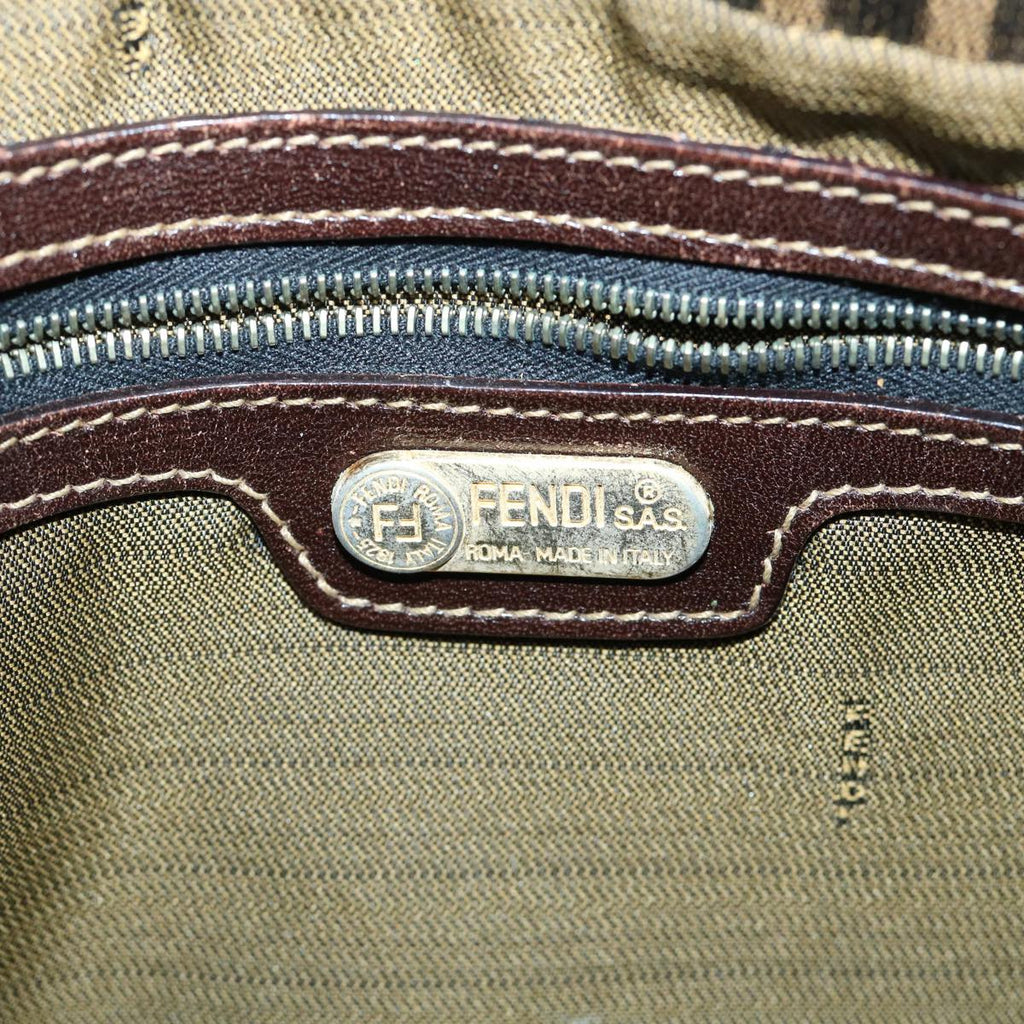 FENDI Zucca Canvas Shoulder Bag Leather Black Brown fm2602