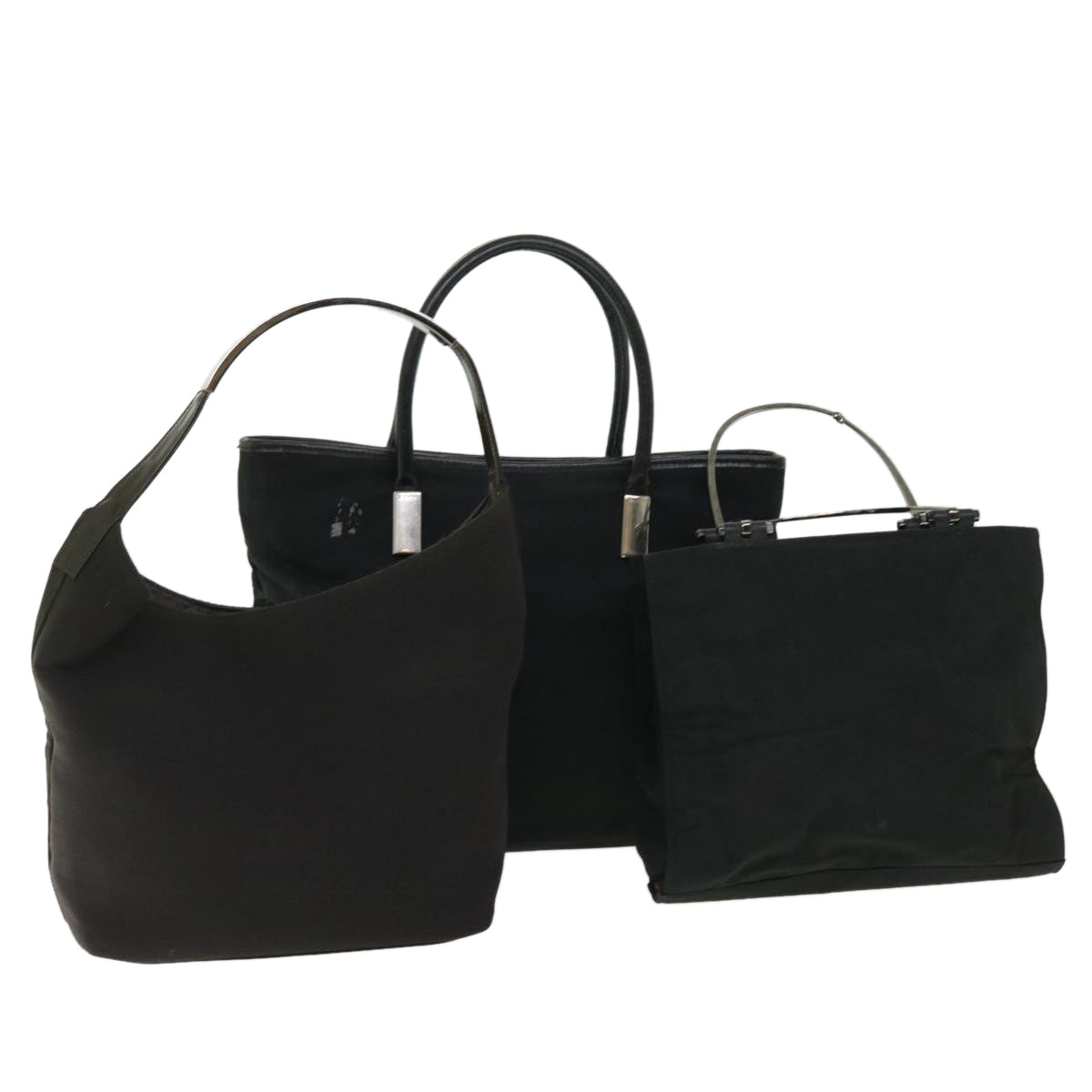 GUCCI Hand Bag Canvas 3Set Black fm2656
