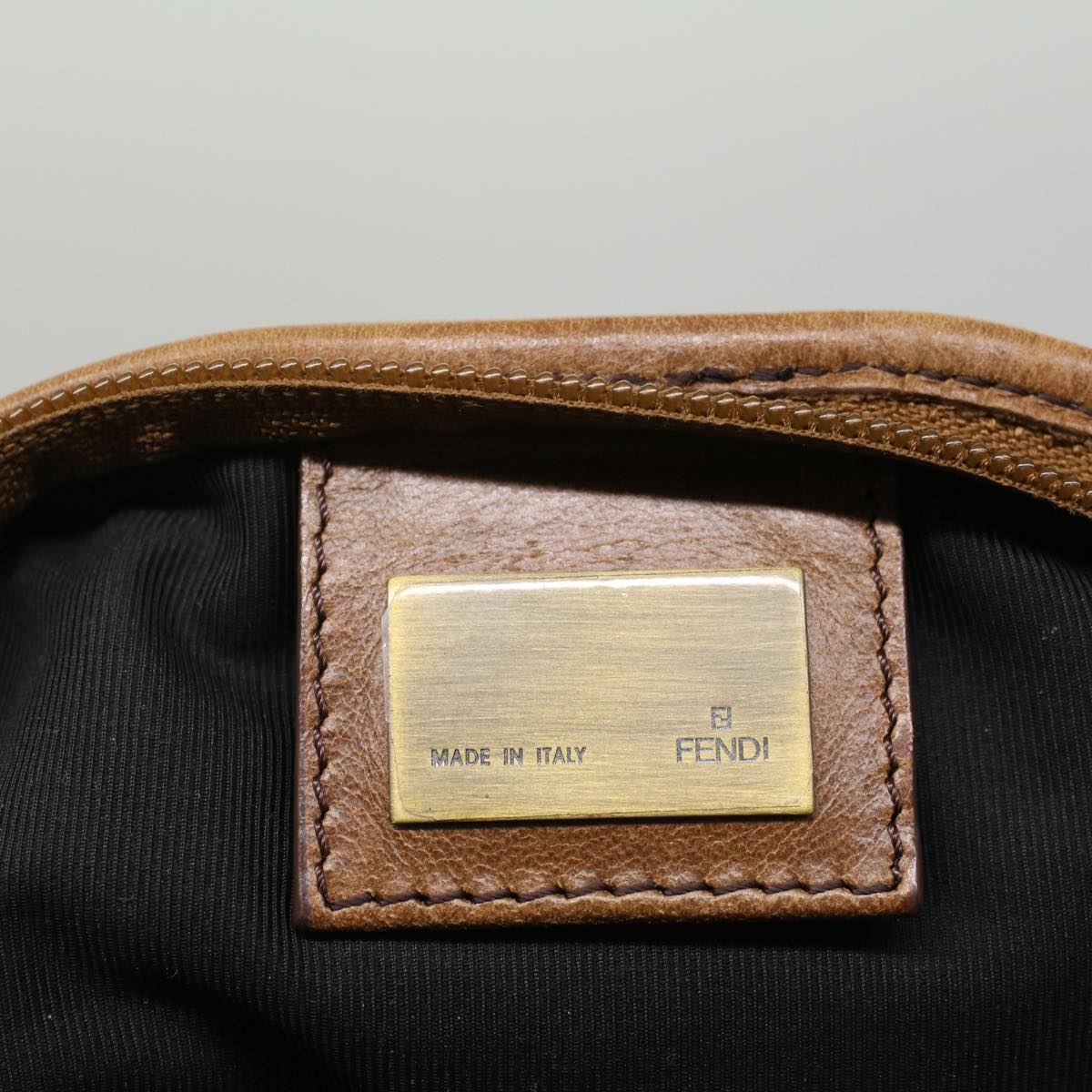 FENDI Zucca Canvas Hand Bag Black Brown fm2664