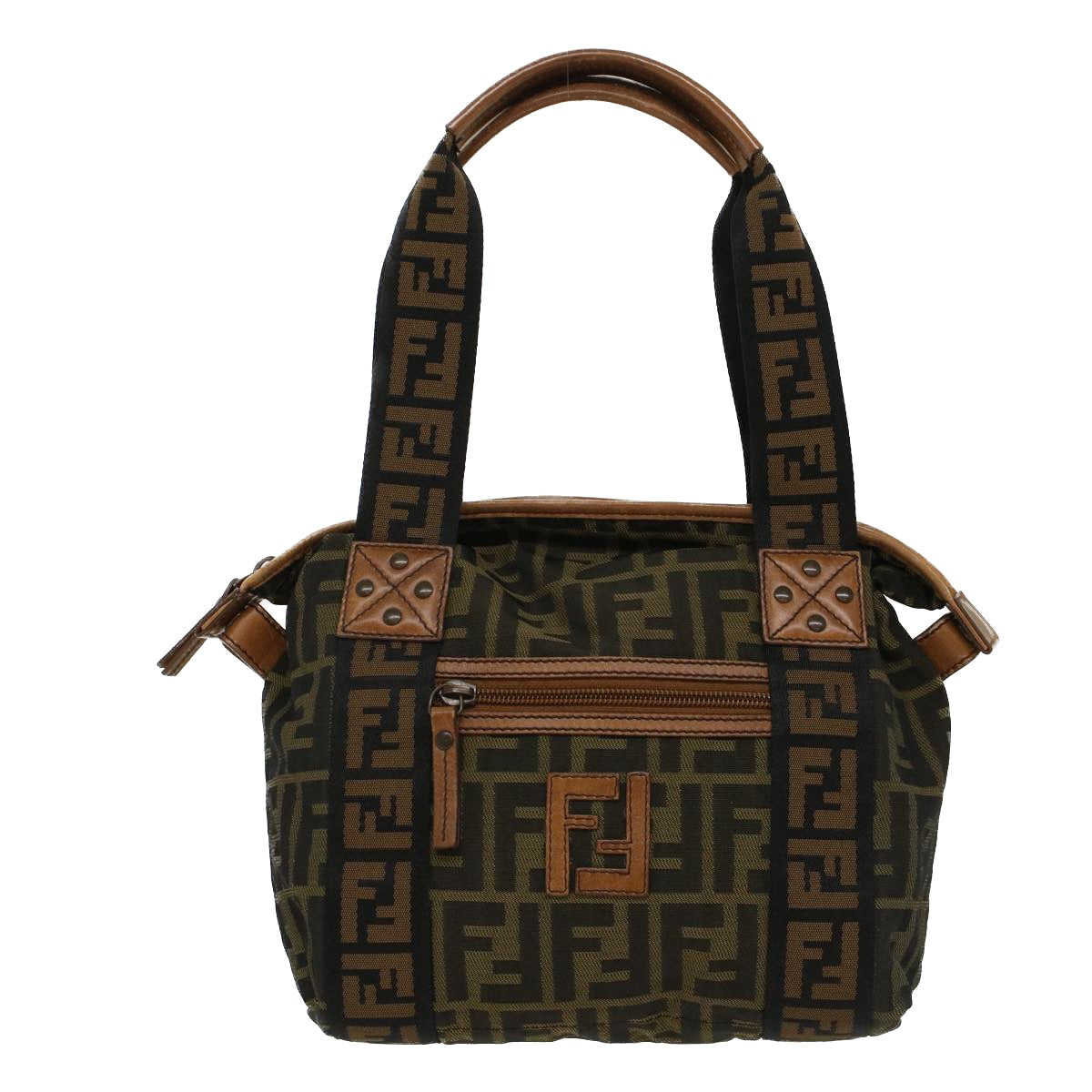FENDI Zucca Canvas Hand Bag Black Brown fm2664