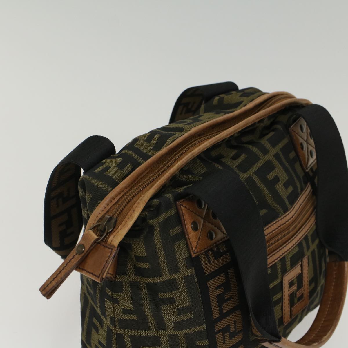 FENDI Zucca Canvas Hand Bag Black Brown fm2664