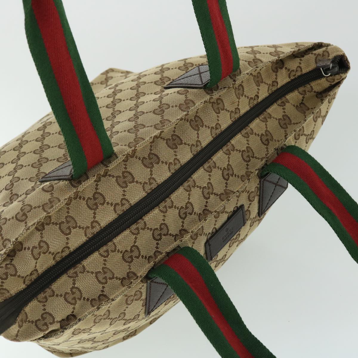 GUCCI GG Canvas Web Sherry Line Tote Bag Beige Green Red 131230 fm2735