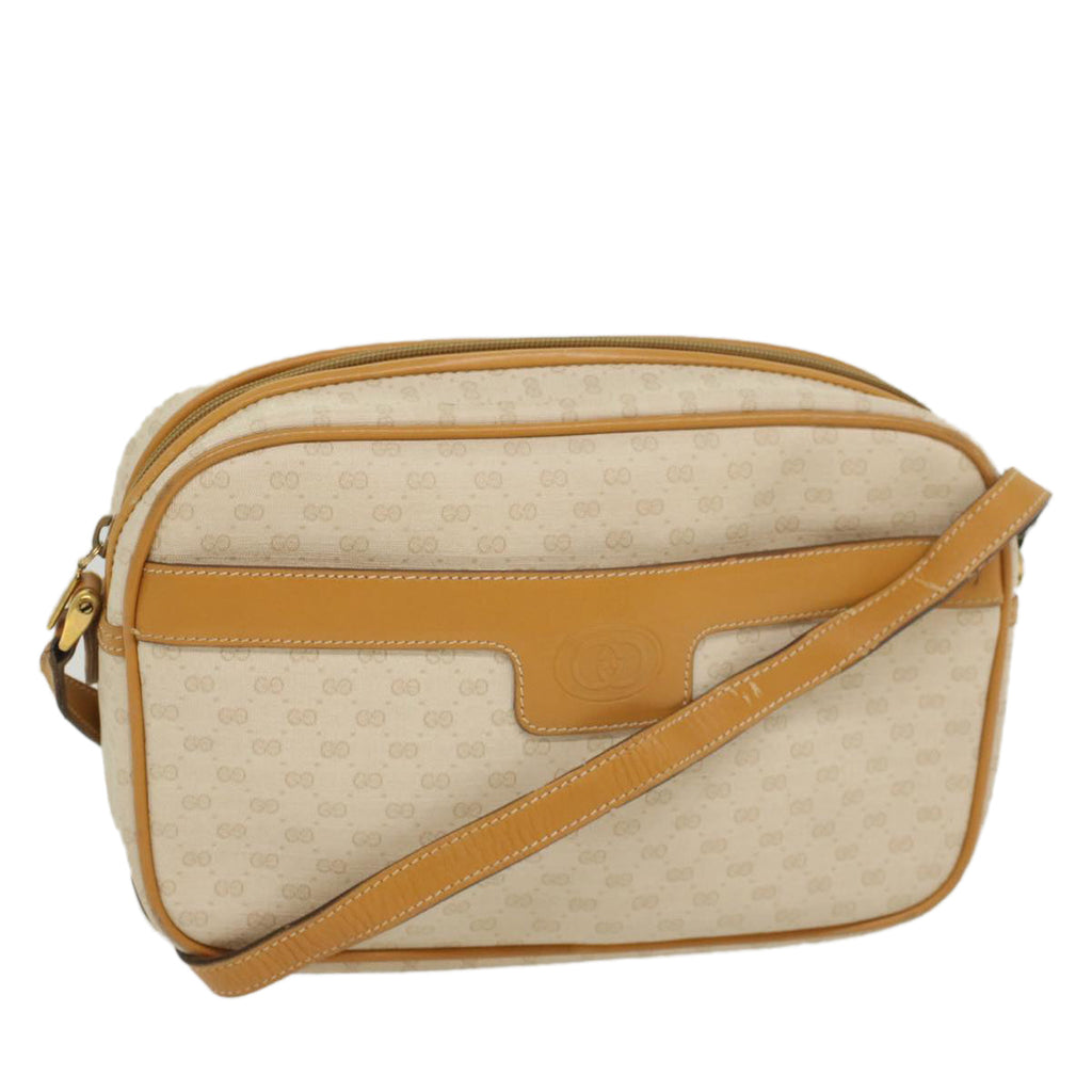 GUCCI Micro GG Canvas Shoulder Bag PVC Leather White 001 123 0439 fm2775