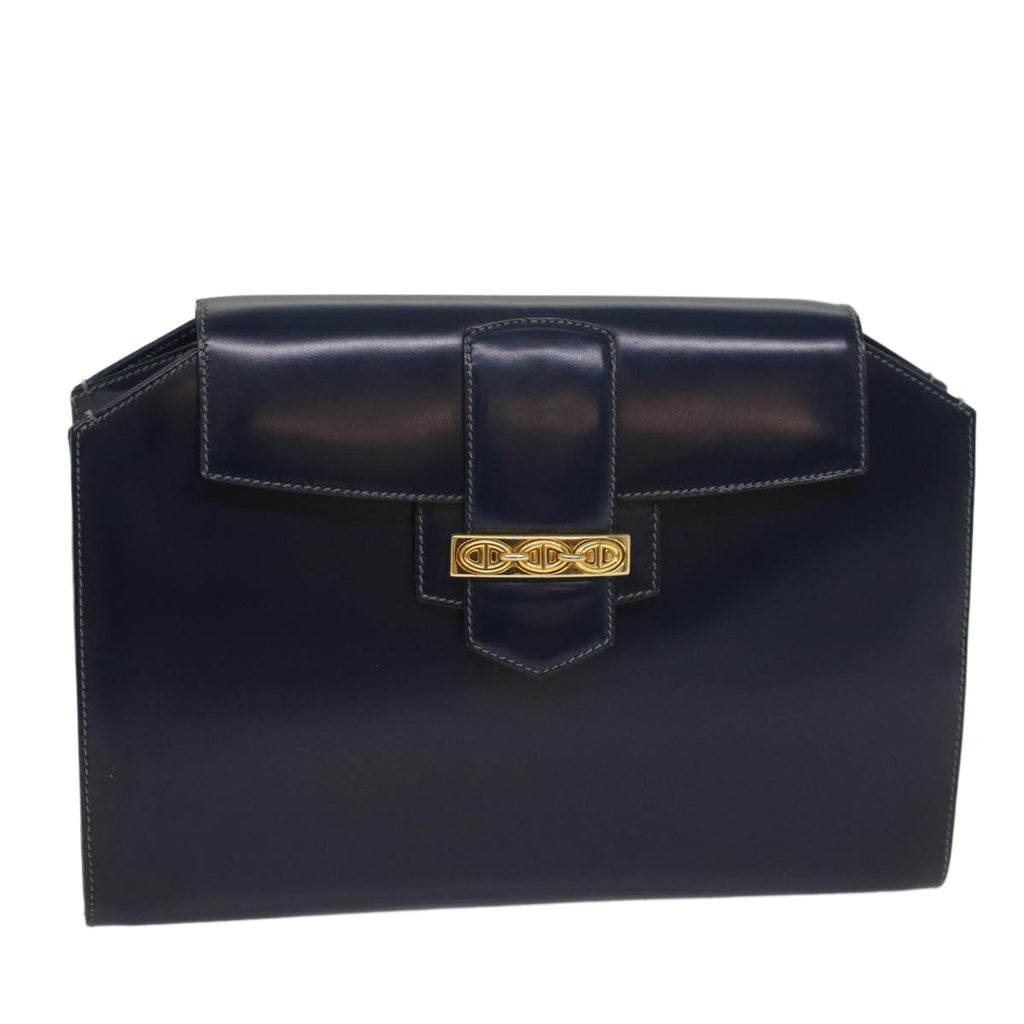GUCCI Clutch Bag Leather Navy 004 406 0279 fm2776