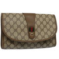 GUCCI GG Supreme Web Sherry Line Clutch Bag Beige Red 89 01 030 fm2777