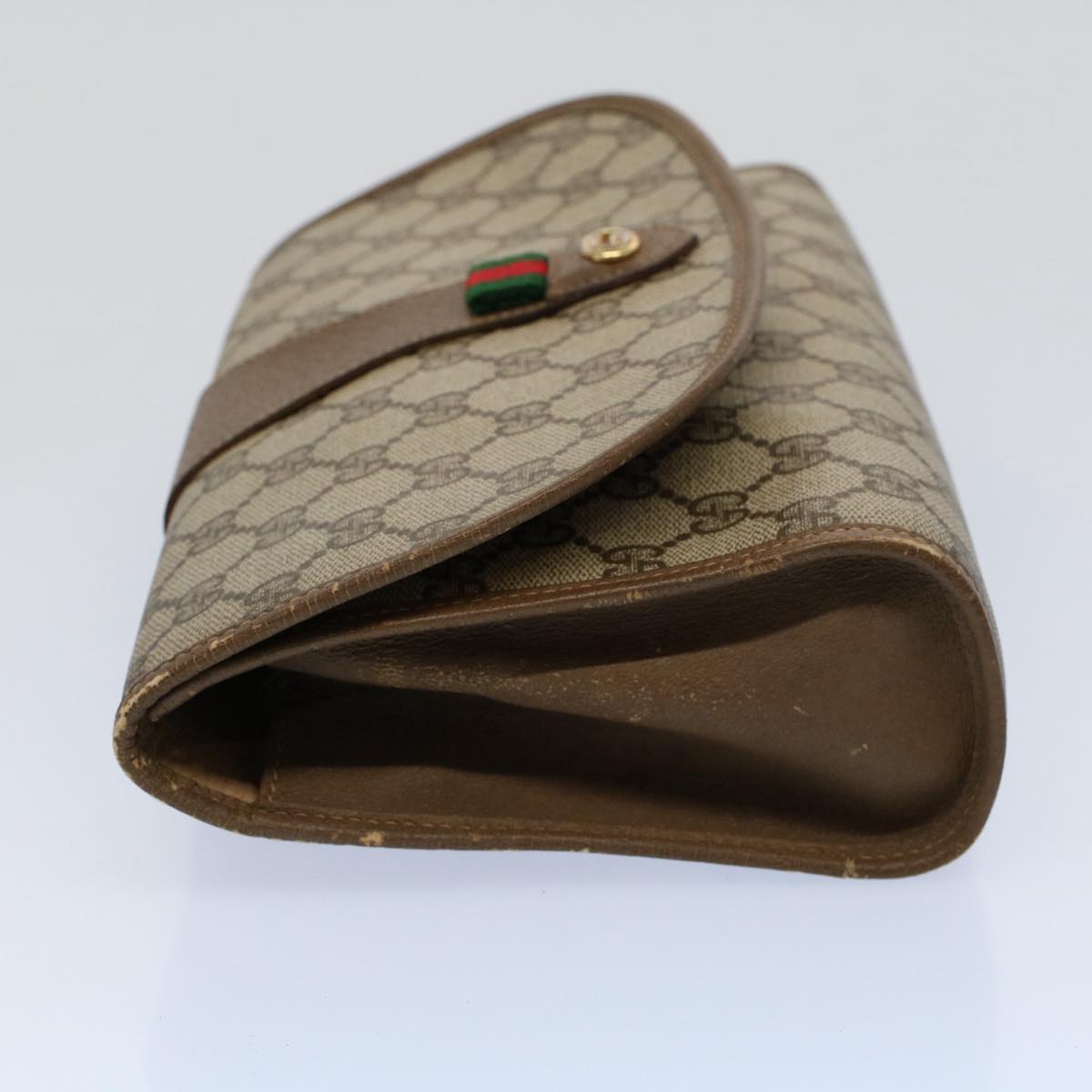GUCCI GG Supreme Web Sherry Line Clutch Bag Beige Red 89 01 030 fm2777