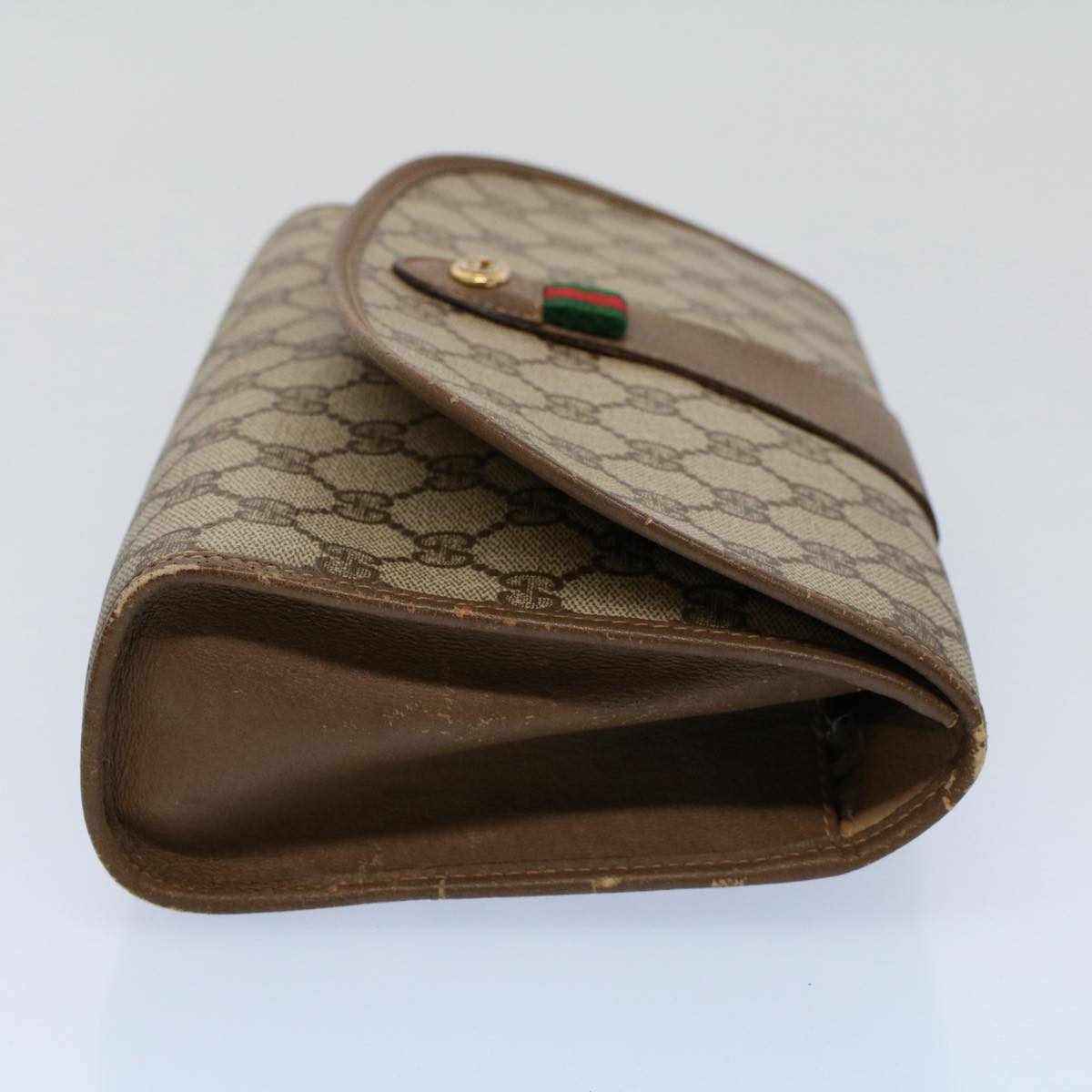 GUCCI GG Supreme Web Sherry Line Clutch Bag Beige Red 89 01 030 fm2777