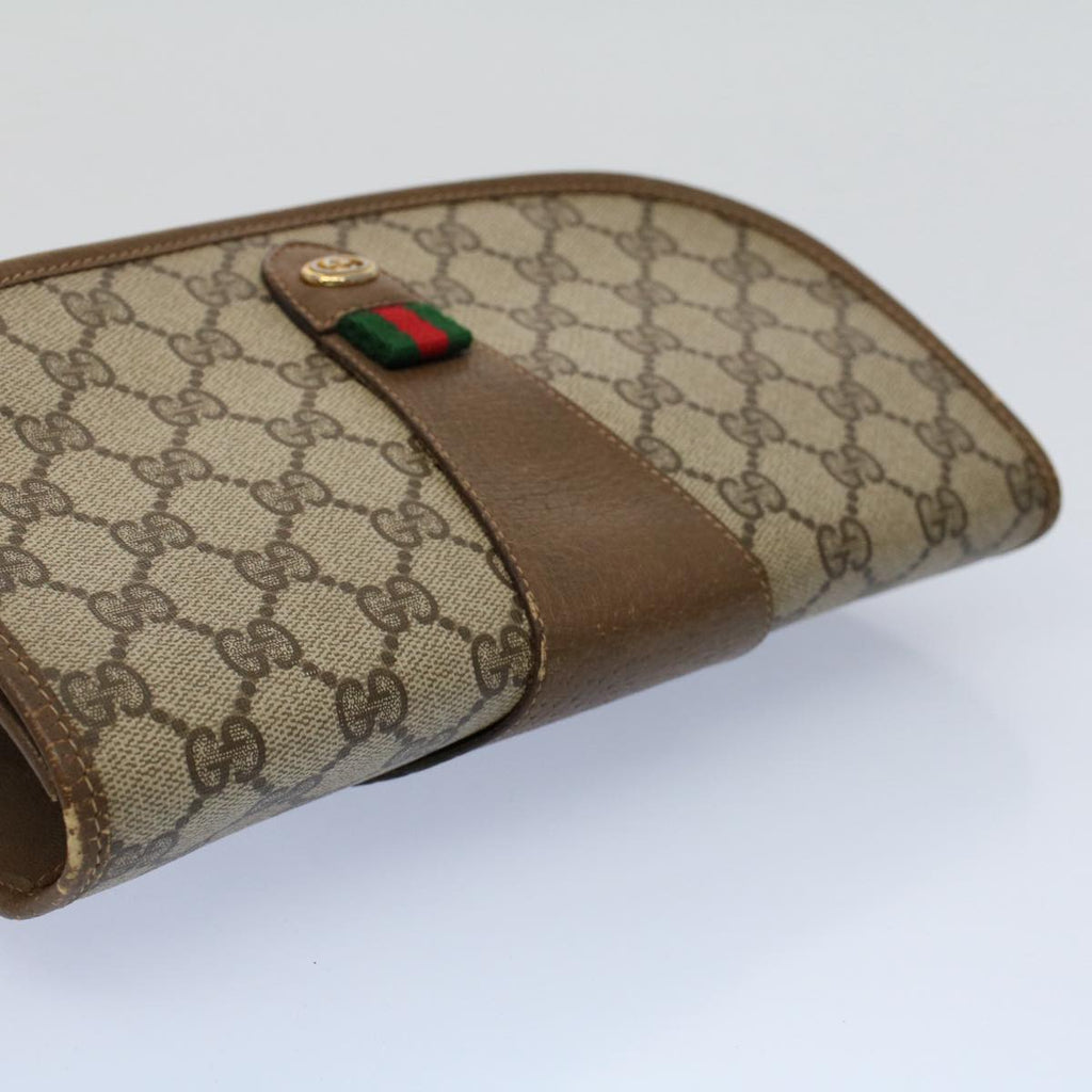 GUCCI GG Supreme Web Sherry Line Clutch Bag Beige Red 89 01 030 fm2777