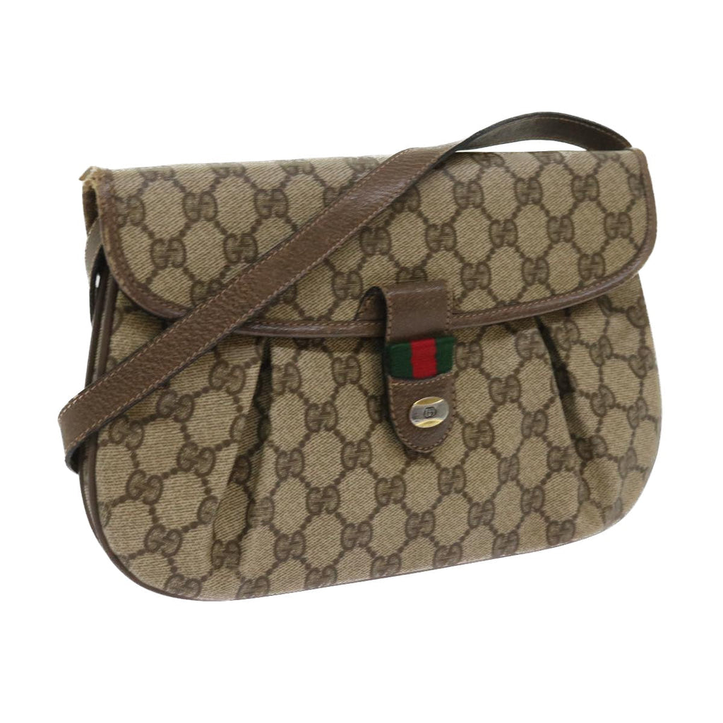 GUCCI GG Supreme Web Sherry Line Shoulder Bag Green Beige 10 02 051 fm2778
