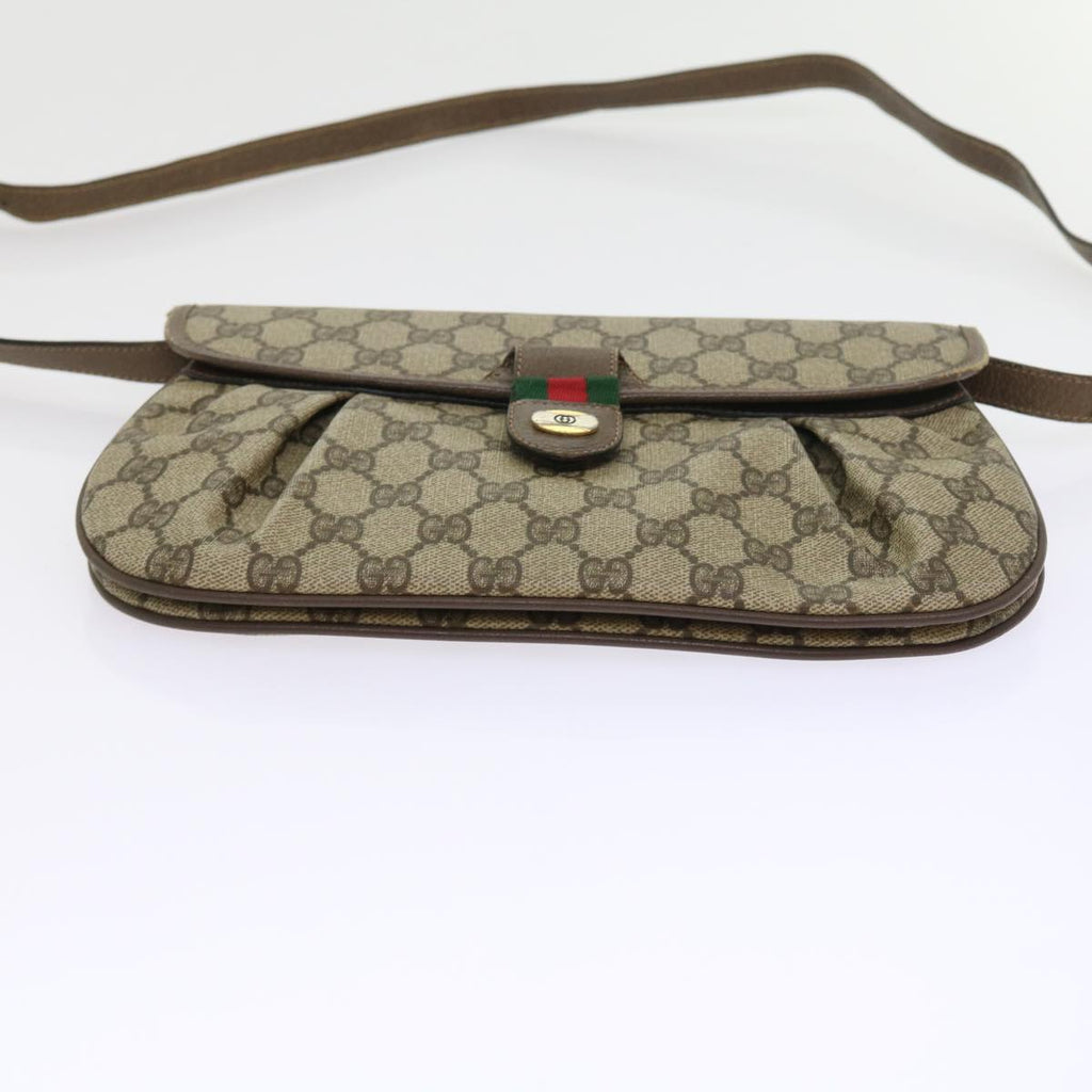 GUCCI GG Supreme Web Sherry Line Shoulder Bag Green Beige 10 02 051 fm2778
