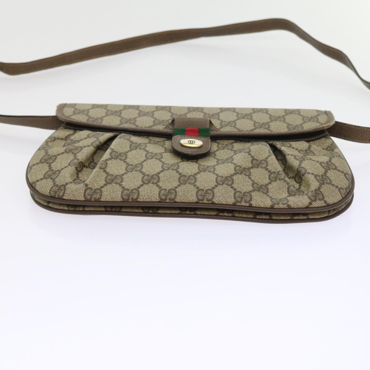 GUCCI GG Supreme Web Sherry Line Shoulder Bag Green Beige 10 02 051 fm2778