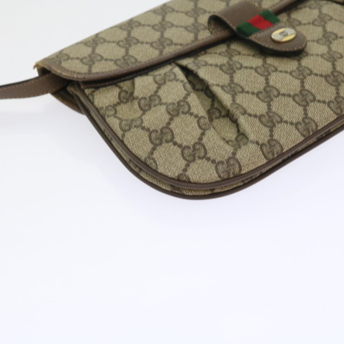 GUCCI GG Supreme Web Sherry Line Shoulder Bag Green Beige 10 02 051 fm2778