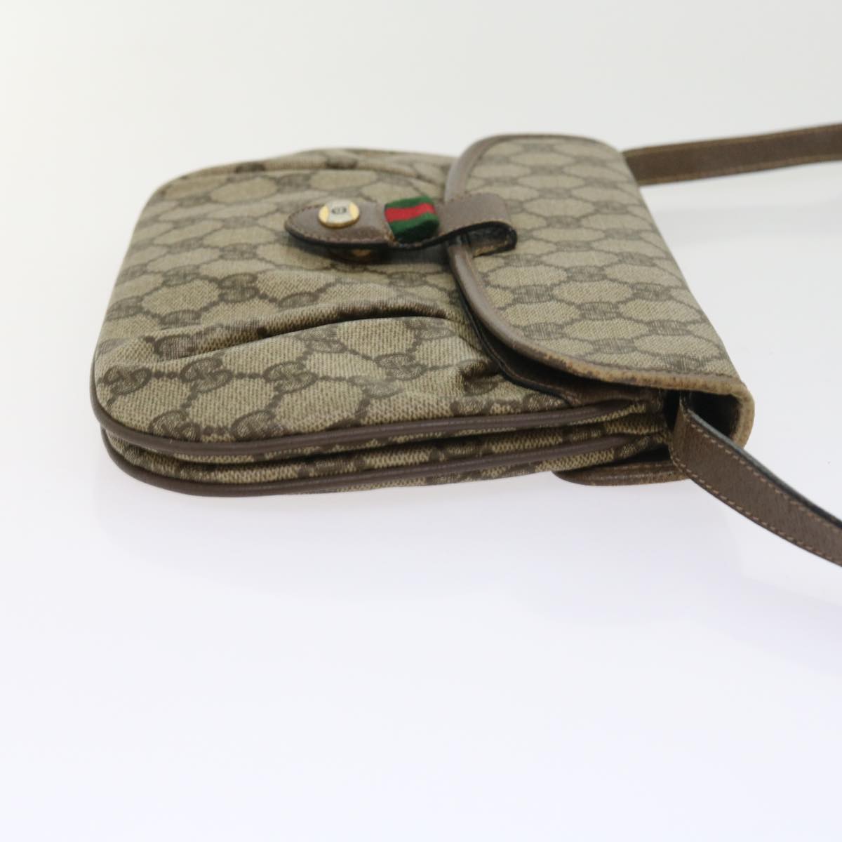 GUCCI GG Supreme Web Sherry Line Shoulder Bag Green Beige 10 02 051 fm2778