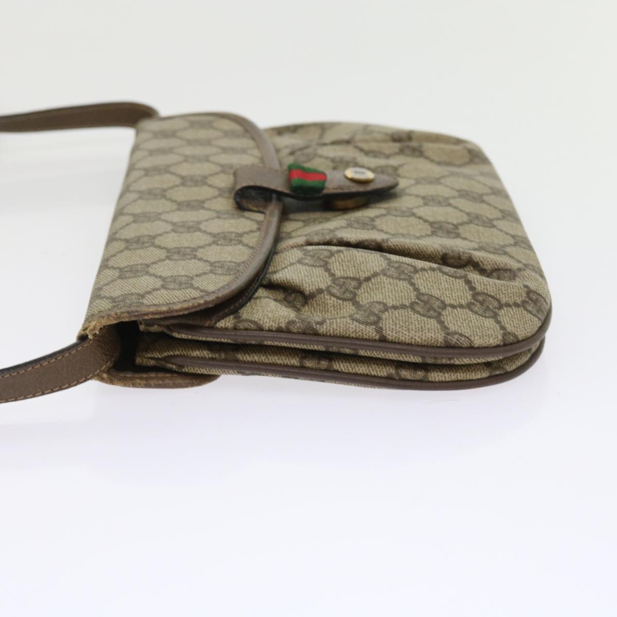 GUCCI GG Supreme Web Sherry Line Shoulder Bag Green Beige 10 02 051 fm2778