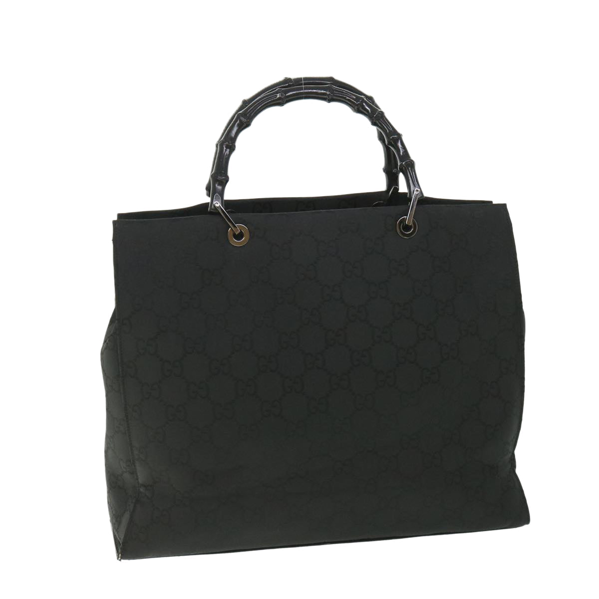 GUCCI GG Canvas Bamboo Hand Bag Black 002 1015 fm2780