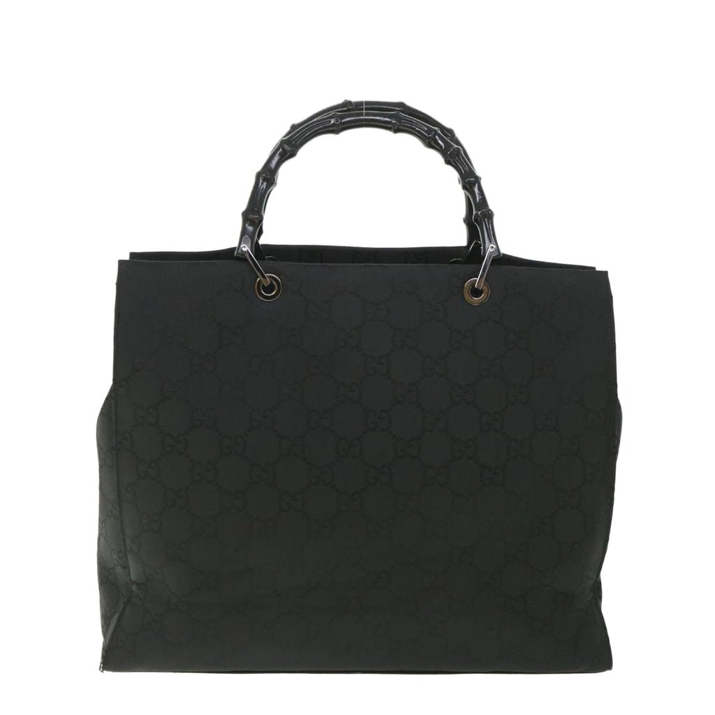GUCCI GG Canvas Bamboo Hand Bag Black 002 1015 fm2780