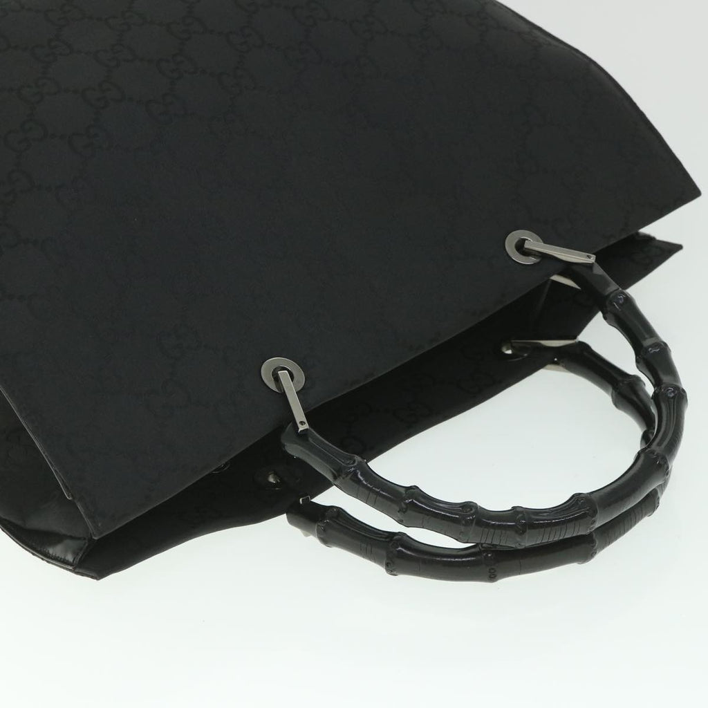 GUCCI GG Canvas Bamboo Hand Bag Black 002 1015 fm2780
