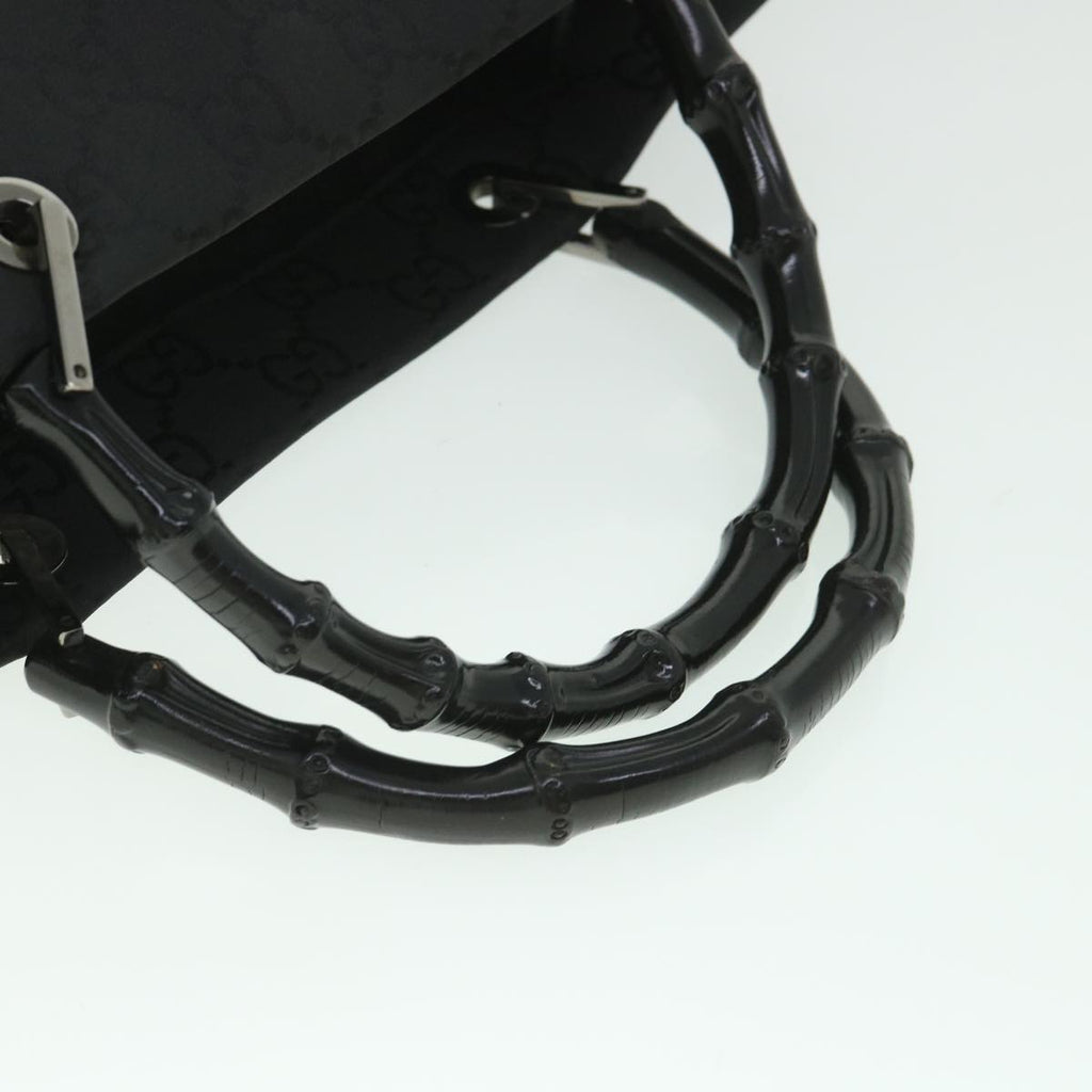 GUCCI GG Canvas Bamboo Hand Bag Black 002 1015 fm2780