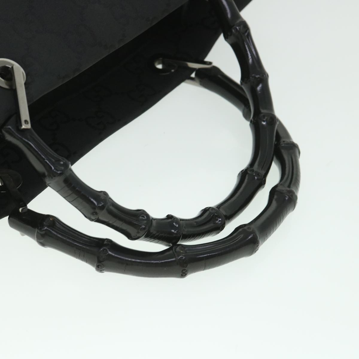 GUCCI GG Canvas Bamboo Hand Bag Black 002 1015 fm2780