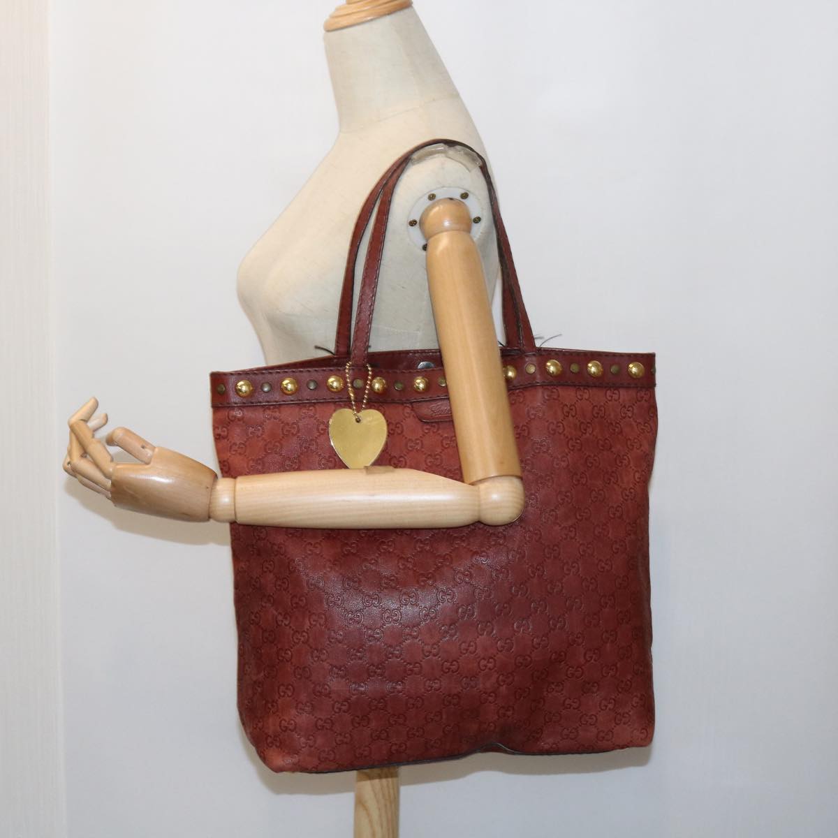 GUCCI GG Canvas Guccissima Tote Bag Red 208940 fm2782