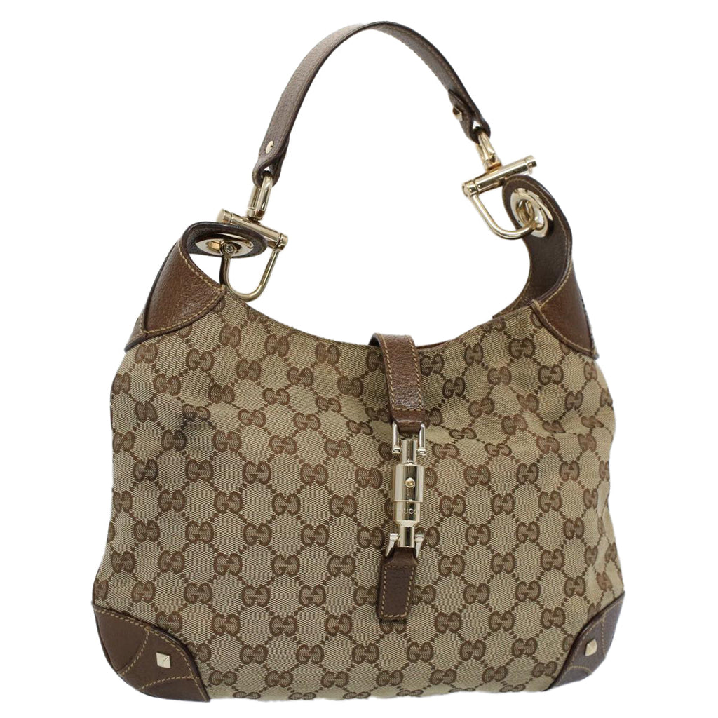 GUCCI GG Canvas Jackie Shoulder Bag Beige 120888 fm2784