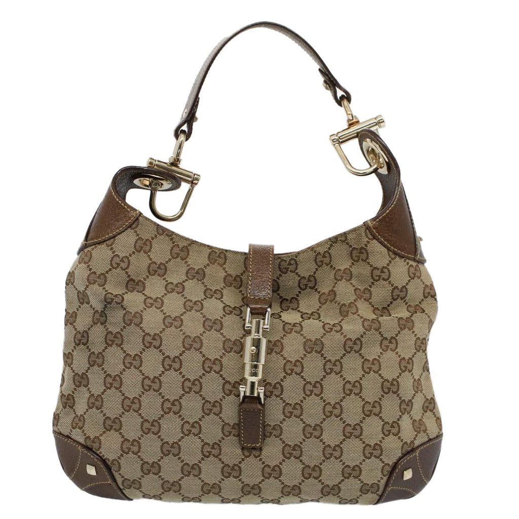 GUCCI GG Canvas Jackie Shoulder Bag Beige 120888 fm2784