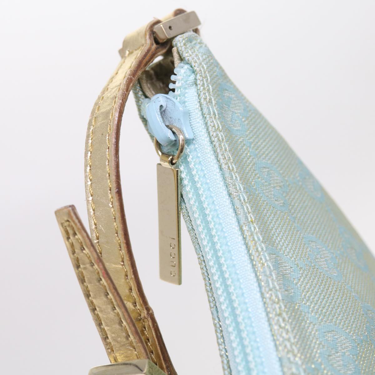 GUCCI GG Canvas Accessory Pouch Turquoise Blue 005 0813 fm2785