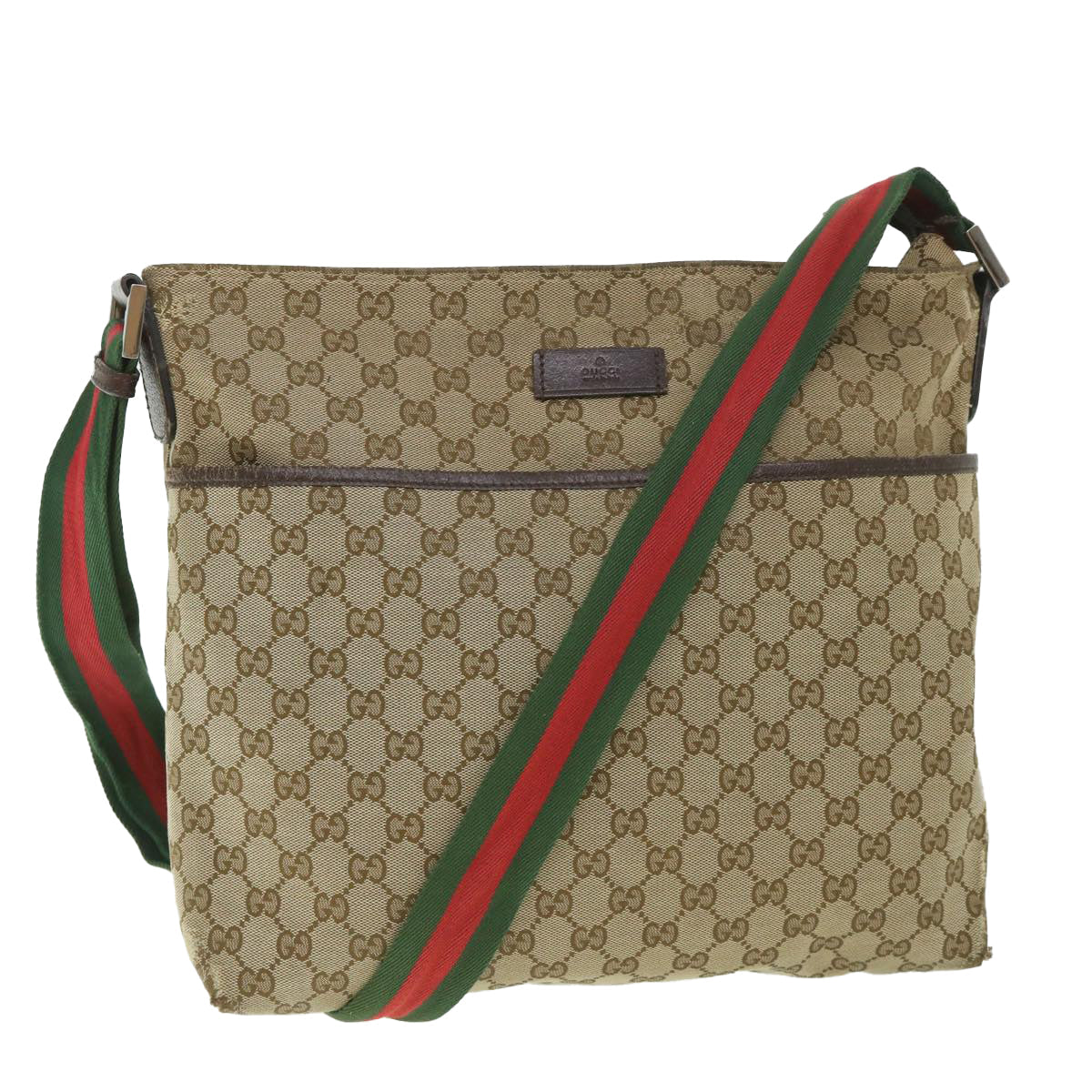 GUCCI GG Canvas Web Sherry Line Shoulder Bag Beige Red Green 189751 fm2790