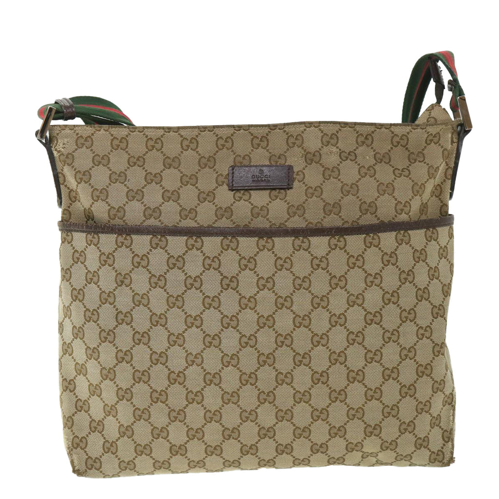 GUCCI GG Canvas Web Sherry Line Shoulder Bag Beige Red Green 189751 fm2790