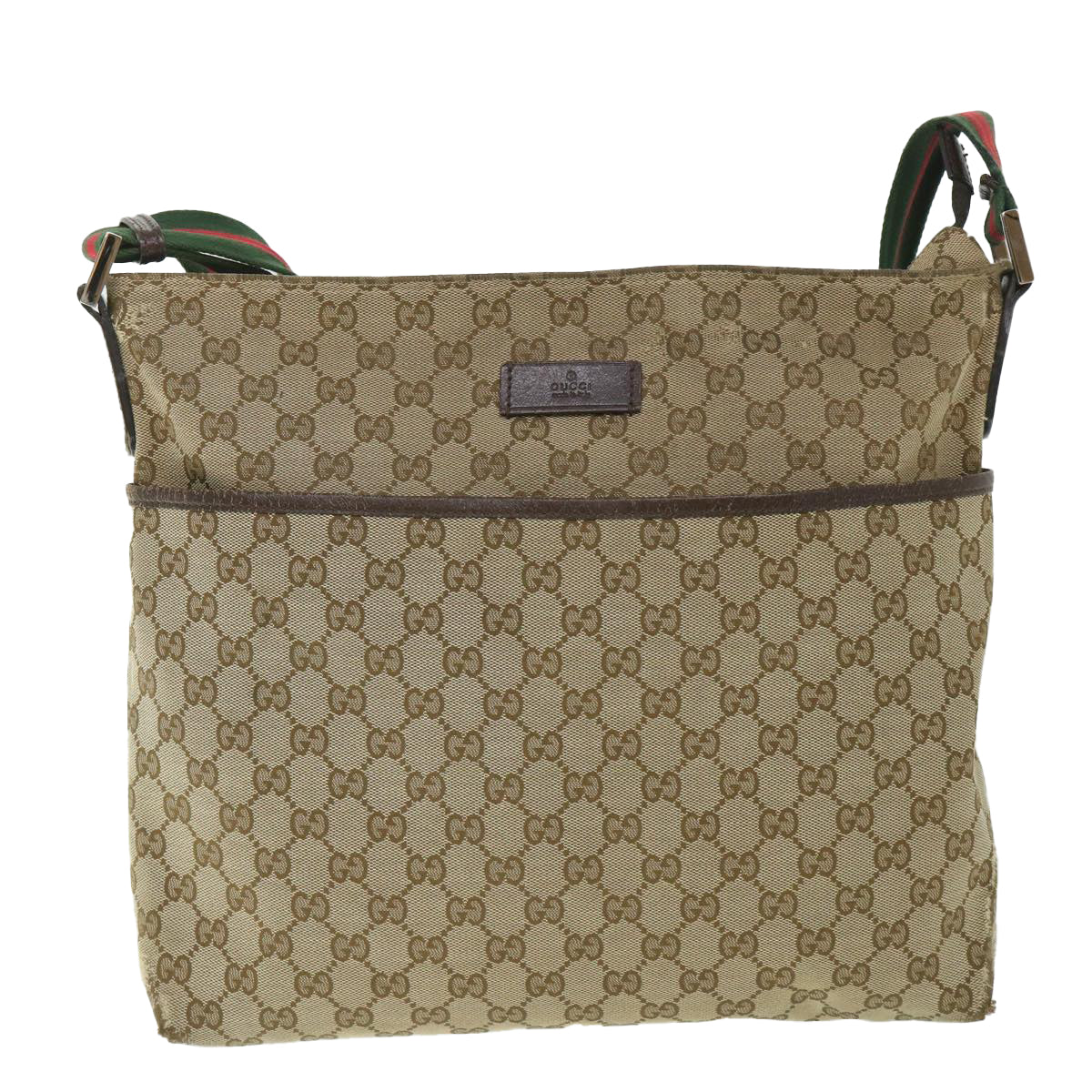 GUCCI GG Canvas Web Sherry Line Shoulder Bag Beige Red Green 189751 fm2790