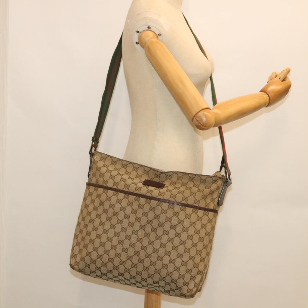 GUCCI GG Canvas Web Sherry Line Shoulder Bag Beige Red Green 189751 fm2790