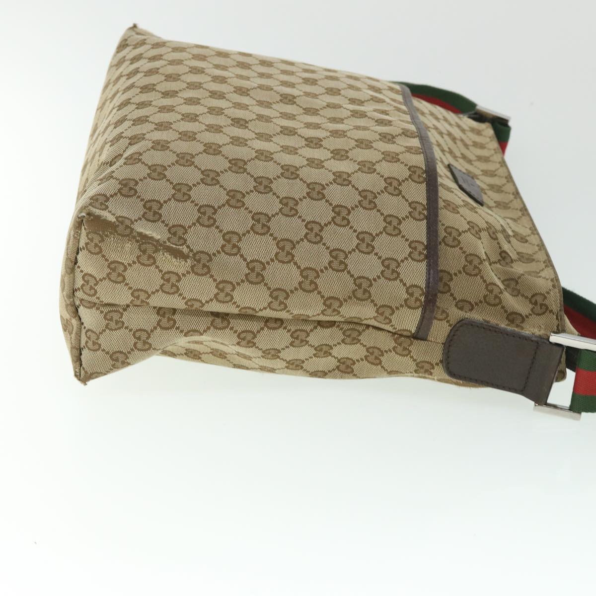 GUCCI GG Canvas Web Sherry Line Shoulder Bag Beige Red Green 189751 fm2790