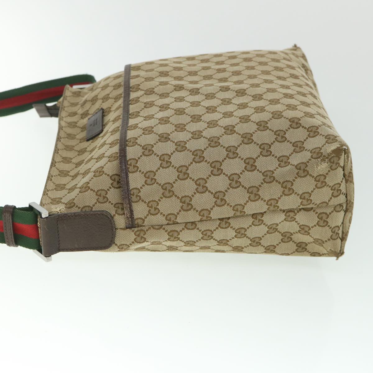 GUCCI GG Canvas Web Sherry Line Shoulder Bag Beige Red Green 189751 fm2790