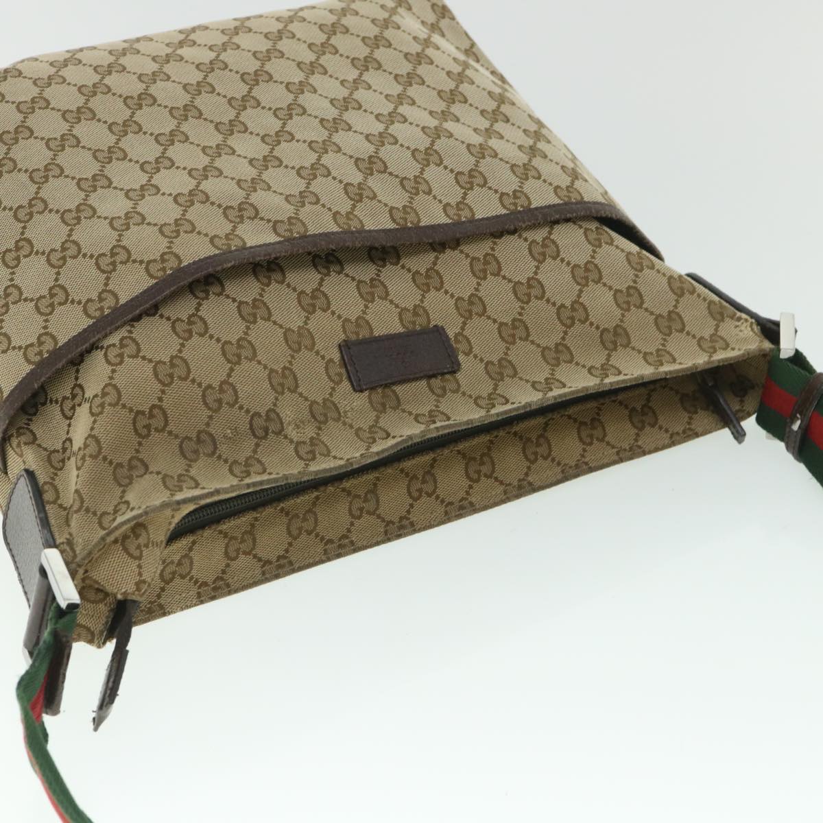 GUCCI GG Canvas Web Sherry Line Shoulder Bag Beige Red Green 189751 fm2790