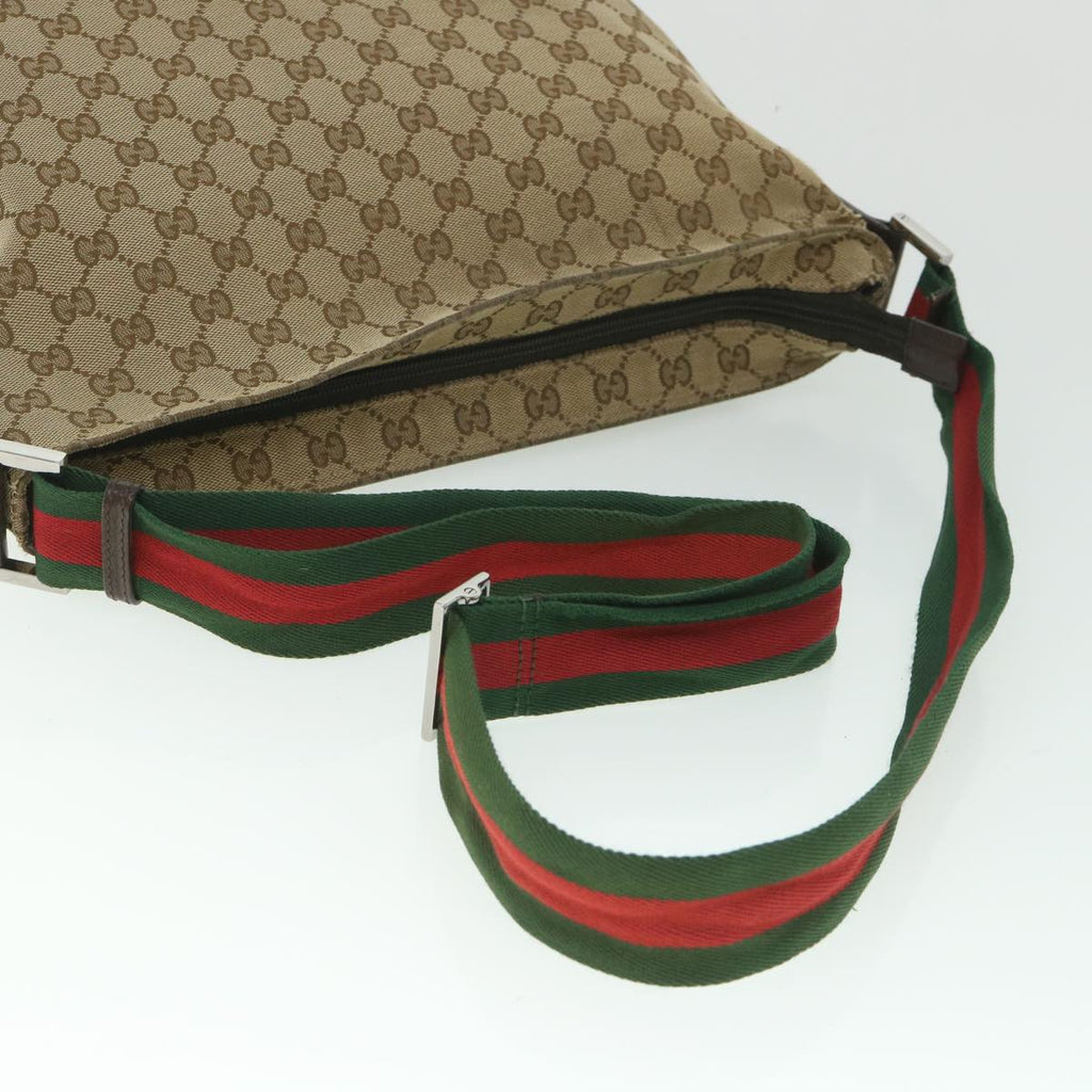GUCCI GG Canvas Web Sherry Line Shoulder Bag Beige Red Green 189751 fm2790