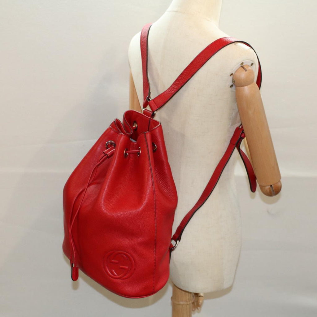 GUCCI Soho Backpack Leather Red 368588 fm2801