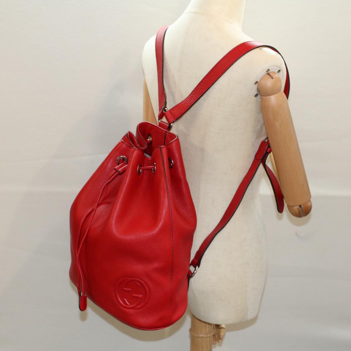 GUCCI Soho Backpack Leather Red 368588 fm2801