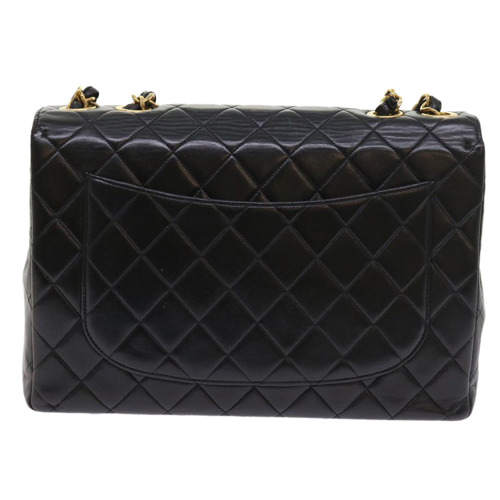 CHANEL Big Matelasse Chain Shoulder Bag Leather Black CC fm2835