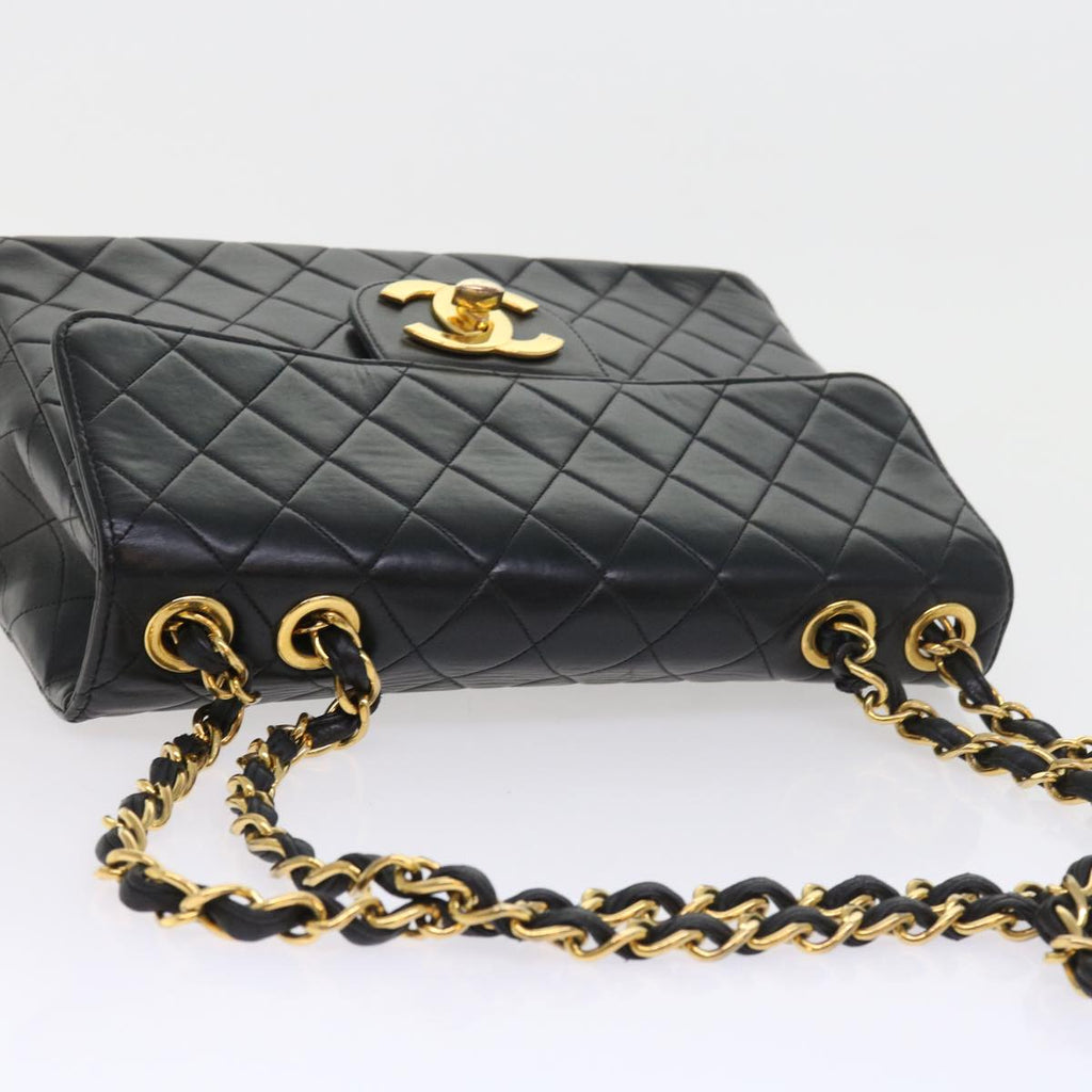 CHANEL Big Matelasse Chain Shoulder Bag Leather Black CC fm2835